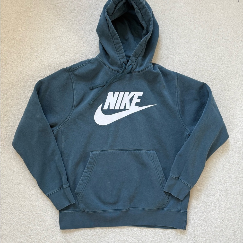 Nike Hoodie Adult Medium Blue Pullover Long Sleeve Sweatshirt Swoosh Graphic